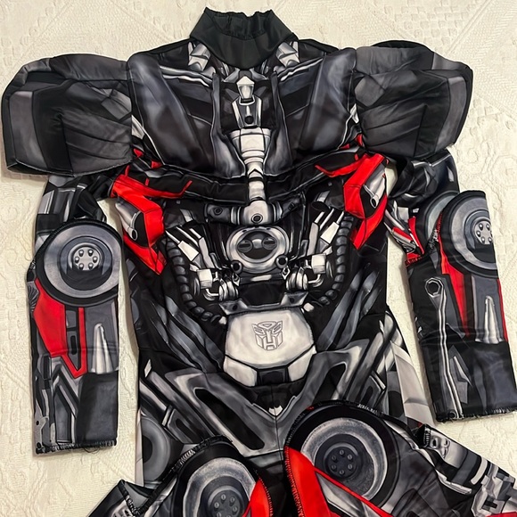 Transformers Autobot Hot Rod Muscle Costume Jumpsuit Kids Halloween Red Black - Picture 1 of 7